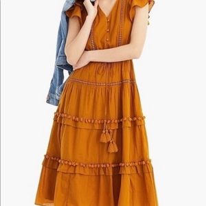 NWT - JCrew Pink Pom Pom Tiered Ruffle V-neck Casual Maxi Dress